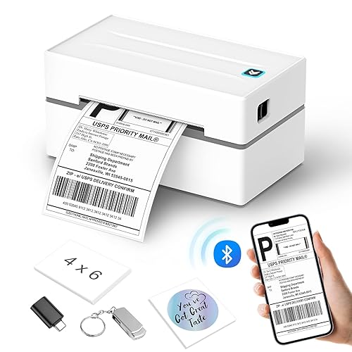 Anycash Bluetooth Thermal Label Printer, Wireless 4x6 Shipping Label Printers for Small Business, Compatible with Android&iOS and Windows, Address