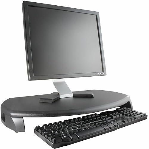 Kantek Crt/LCD Stand with Keyboard Storage, 23" X 13.25" X 3", Black, Supports 80 Lbs