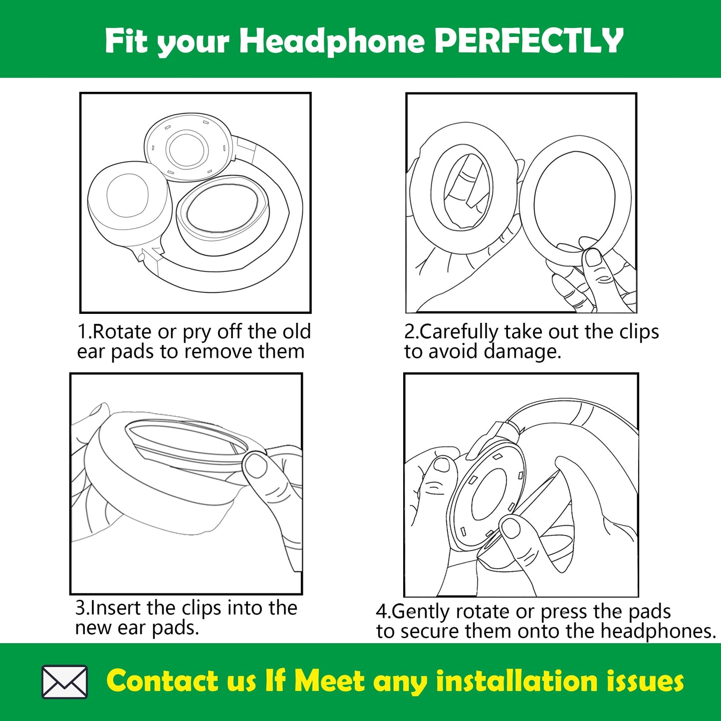 HDR120 Headphone Earpads Replacement Compatible with Sennheiser HDR120 RS120 RS110 HDR110 Headphone Headset Ear Cushions with Premium Protein Leather