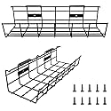 COYACOOL Under Desk Cable Management- 2 Pack Cord Organizer. Metal Wire Cable Management Tray for Office, Studio and Home. Super Sturdy Under Table