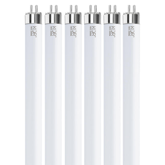 KOR F8T5/WW T5 Fluorescent Tube Light Bulbs, 8W, 3000K, 6-Pack
