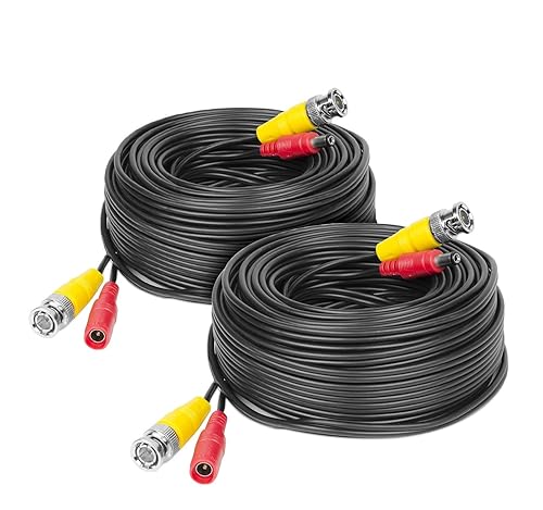 Amcrest 2-Pack 4K Security Camera Cable 60FT BNC Cable, Camera Wire CCTV, Pre-Made All-in-One Video and Power Cable for Security Camera, HDCVI, HDTVI