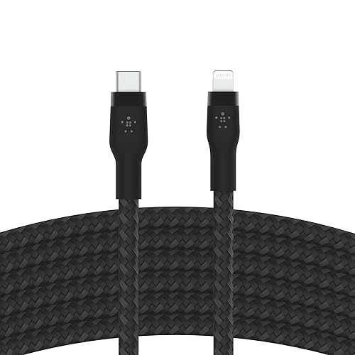 Belkin BoostCharge Pro Flex Braided USB Type C to Lightning Cable (3M/10ft), MFi Certified 20W Fast Charging PD Power Delivery for iPhone 14, iPhone…