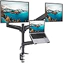 HUANUO Dual Monitor and Laptop Mount for Max 32” Monitor and 17” Laptop, Adjustable Arm with Tilt, Swivel and Rotation, Dual Monitor and Notebook