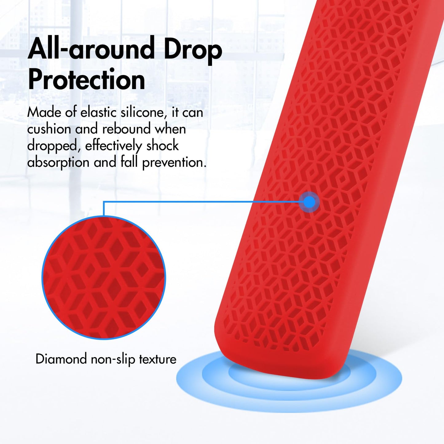 LEFXMOPHY Case Cover for TV Stick HD / 4K 2nd (2024 Model) Wi-Fi 6 Voice Remote Control Case Red Silicone Skin with Lanyard