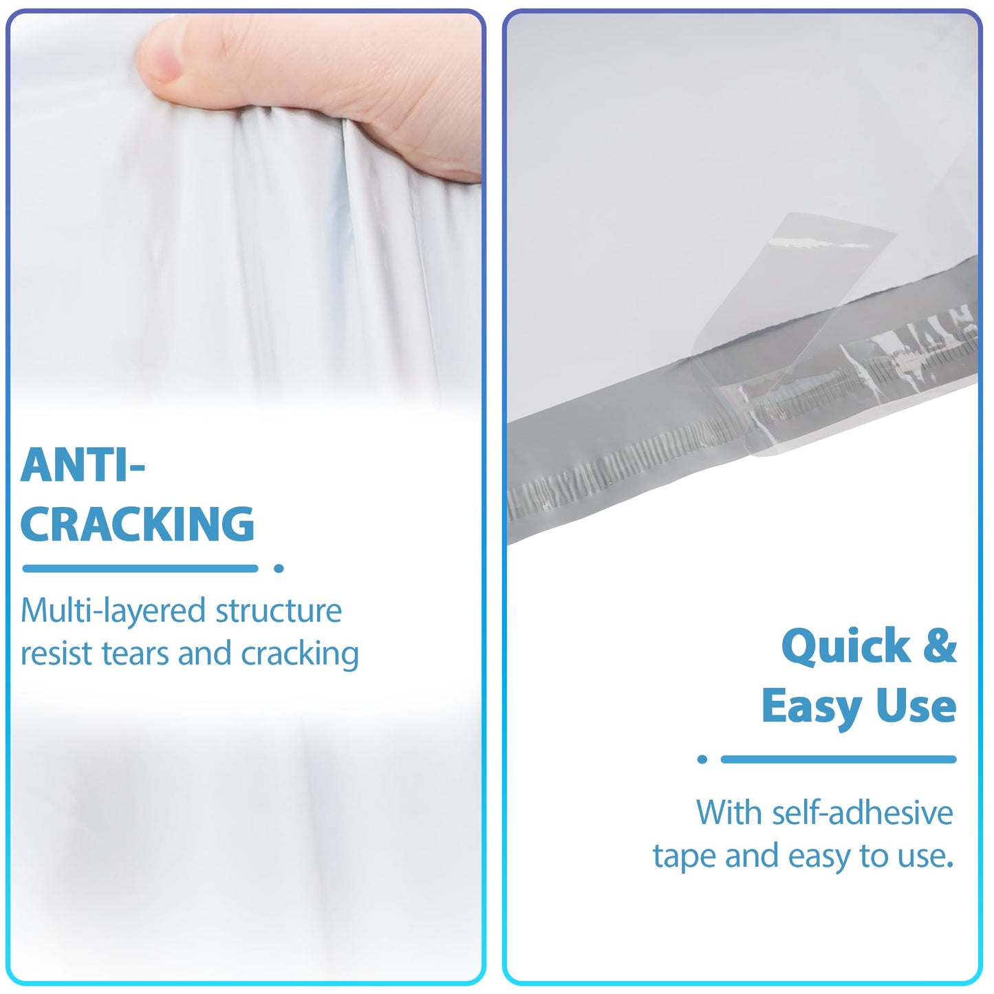 NB 14.5x19 Inch - 500 Pcs White Poly Mailers Strong Adhesive Self-Seal Shipping Envelopes, Tear & Water Resistant Packaging for E-Commerce and Small