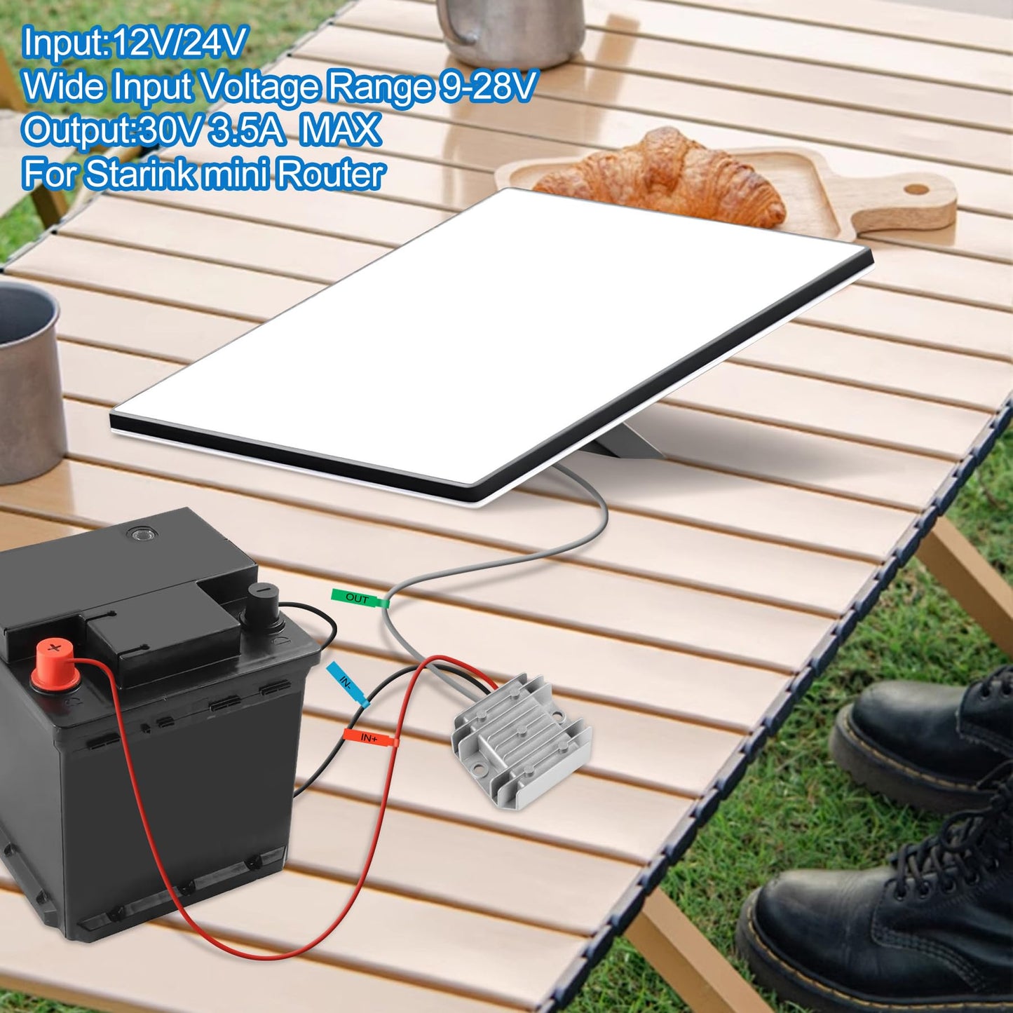 Starlink Mini 12V Adapter 12V/24V to 30V 3.5A, Waterproof DC Step Up Converter with Male Plug 9-28V Input for RV/Off-Grid/Marine, Starlink Mini…