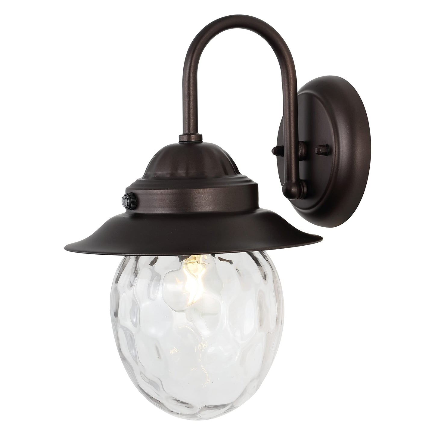 JONATHAN Y 12" Oil Rubbed Bronze 1-Light Iron and Glass Outdoor Sconce, Farmhouse Industrial Wall Lantern for Entryway Patio or Porch, Clear Dimpled