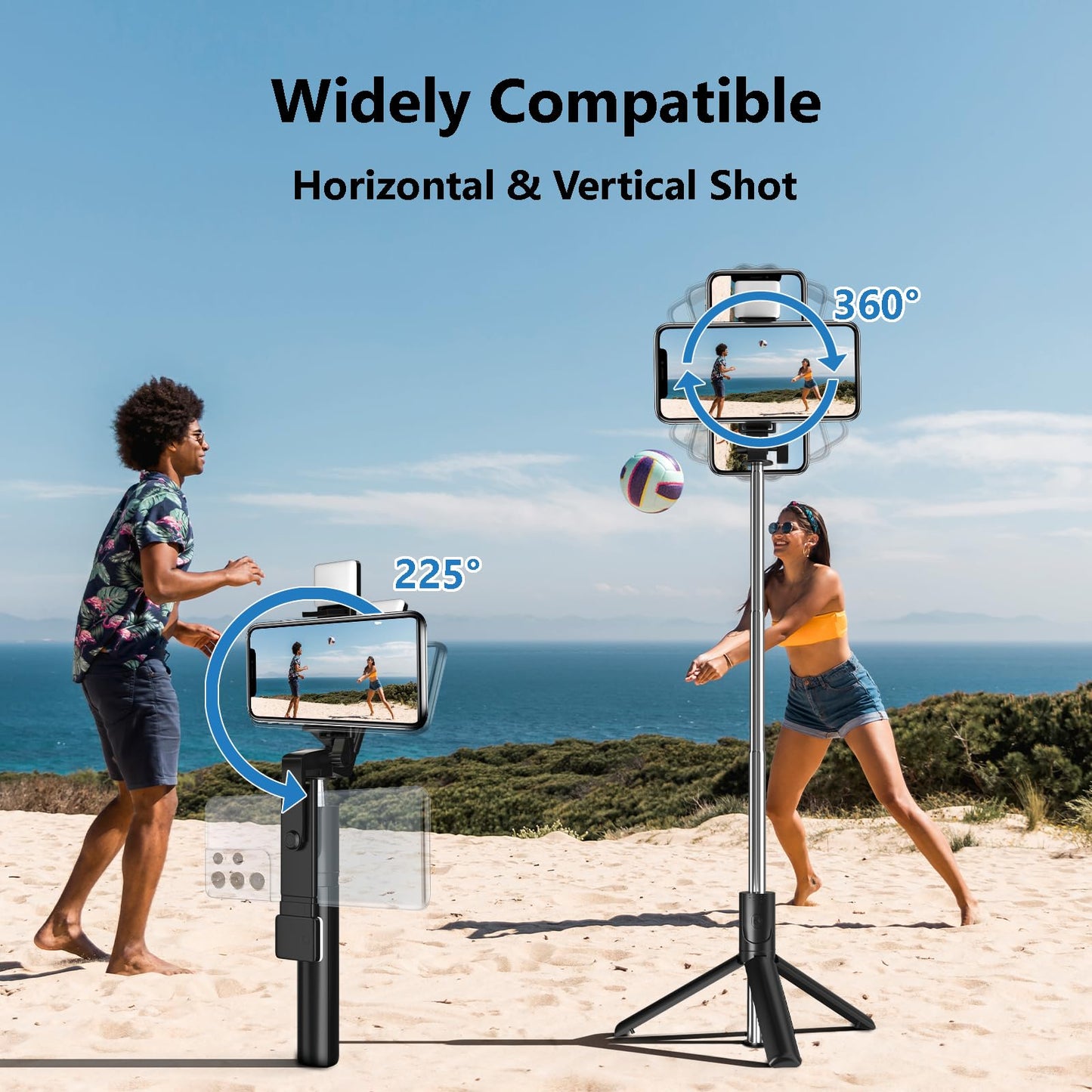 Selfie Stick Tripod, 40in Retractable Phone Tripod with Wireless Remote Control & Light, Portable Selfie Stick Tripod for Photograph, Video Recording