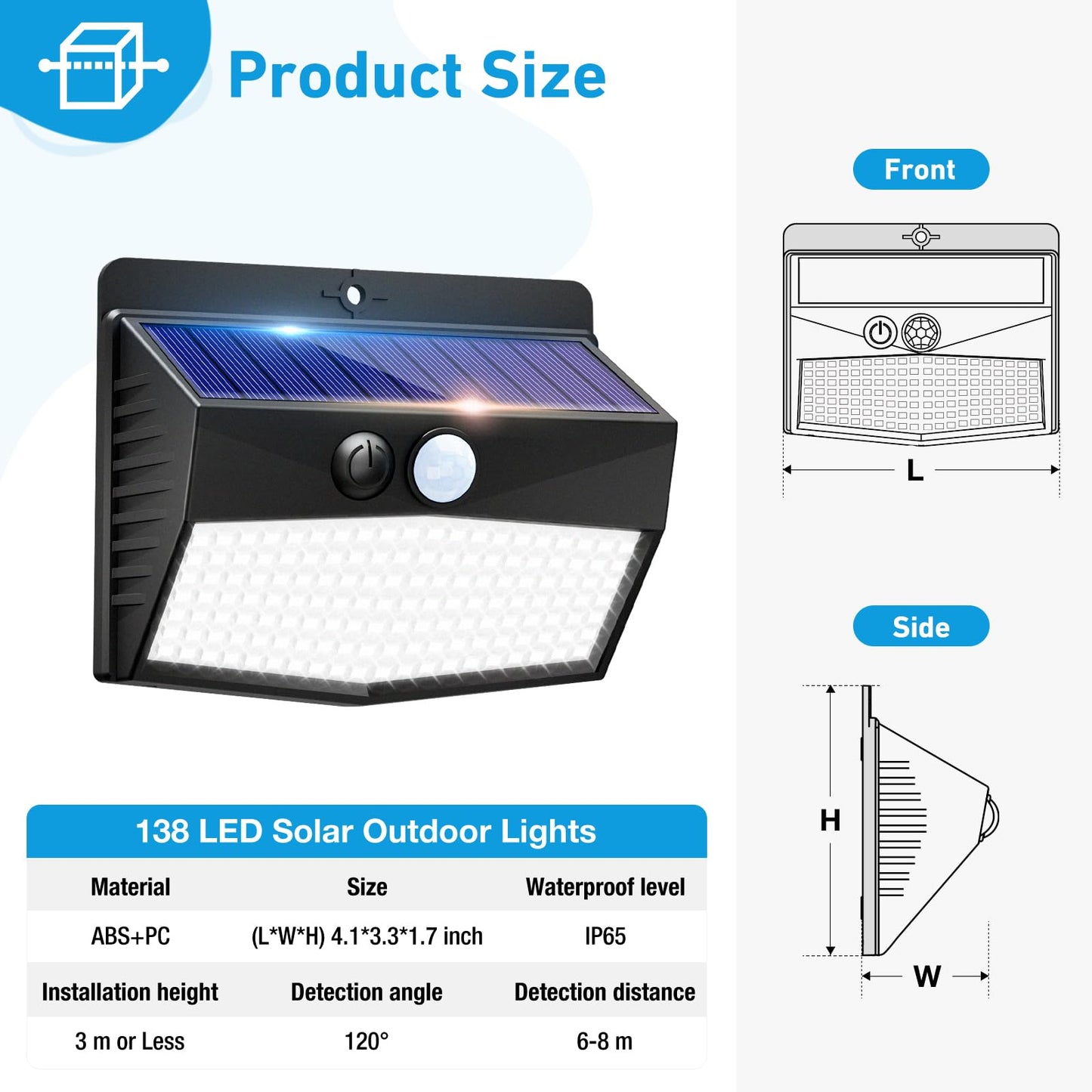Peasur [6 Packs] Solar Lights Outdoor Motion Sensor Solar Security Lights Waterproof with 3 Lighting Modes Solar Powered Wall Lights Outside