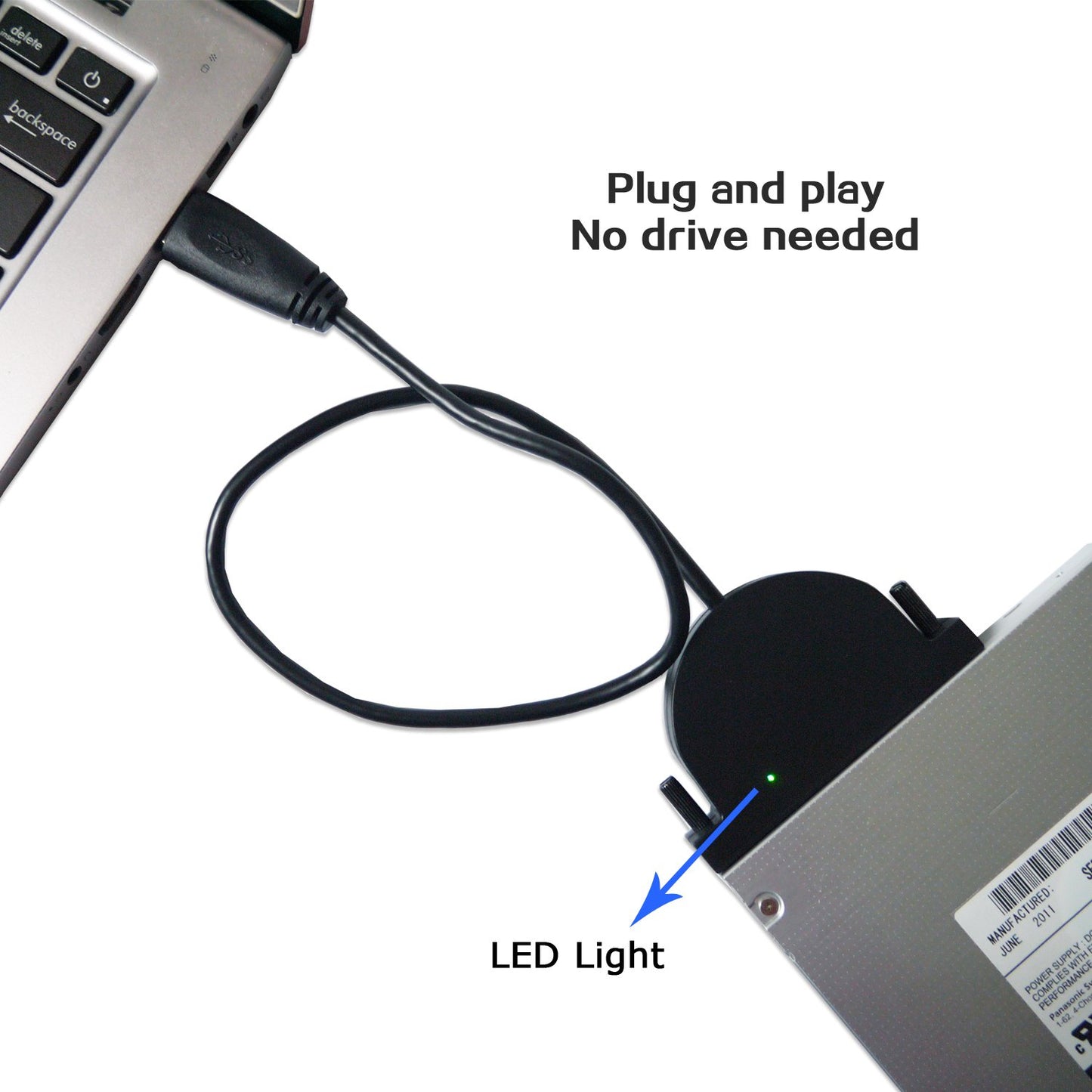 Y-NX USB3.0 SATA Optical Disc Drive Cable, 6+7Pin Slimline SATA to USB3.0 Cable for Laptop CD/DVD-RW/Blu-ray Drive