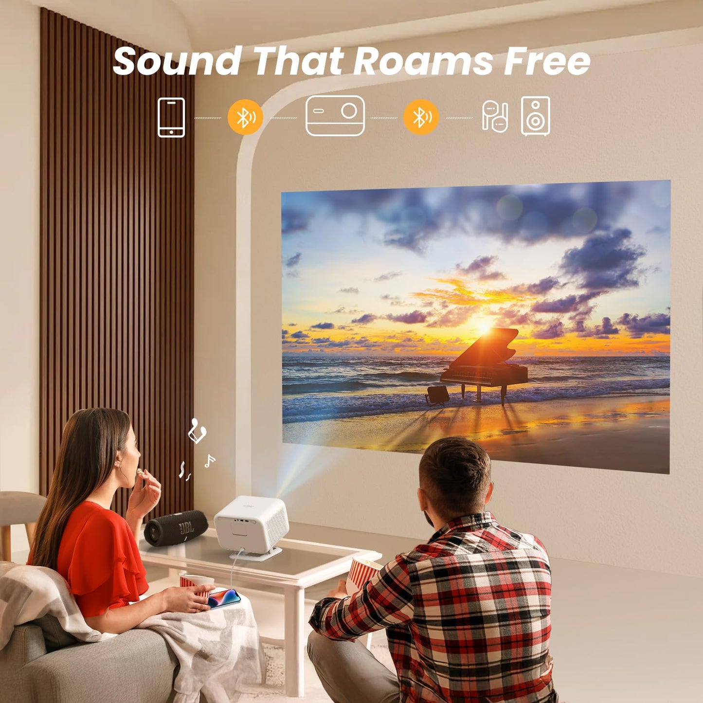 [Netflix-Licensed/Sound by JBL] Yaber L2 Plus Projector with WiFi and Bluetooth, Native 1080P Projector 4K Support, Auto Focus/Keystone Correction