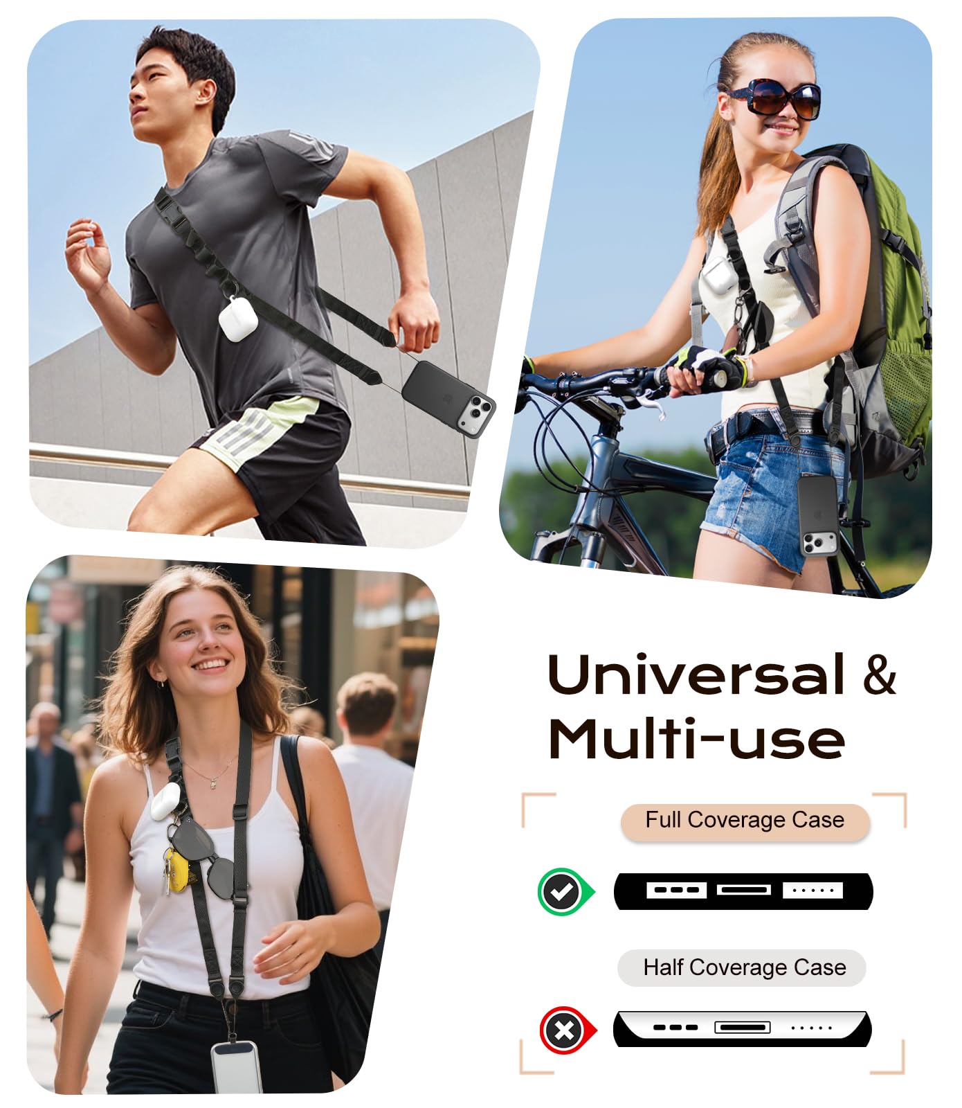 TiMOVO Universal Phone Lanyard Crossbody, Detachable Neck Lanyard for iPhone 17 Series Case, Adjustable Shoulder Strap with Quick Release Buckle