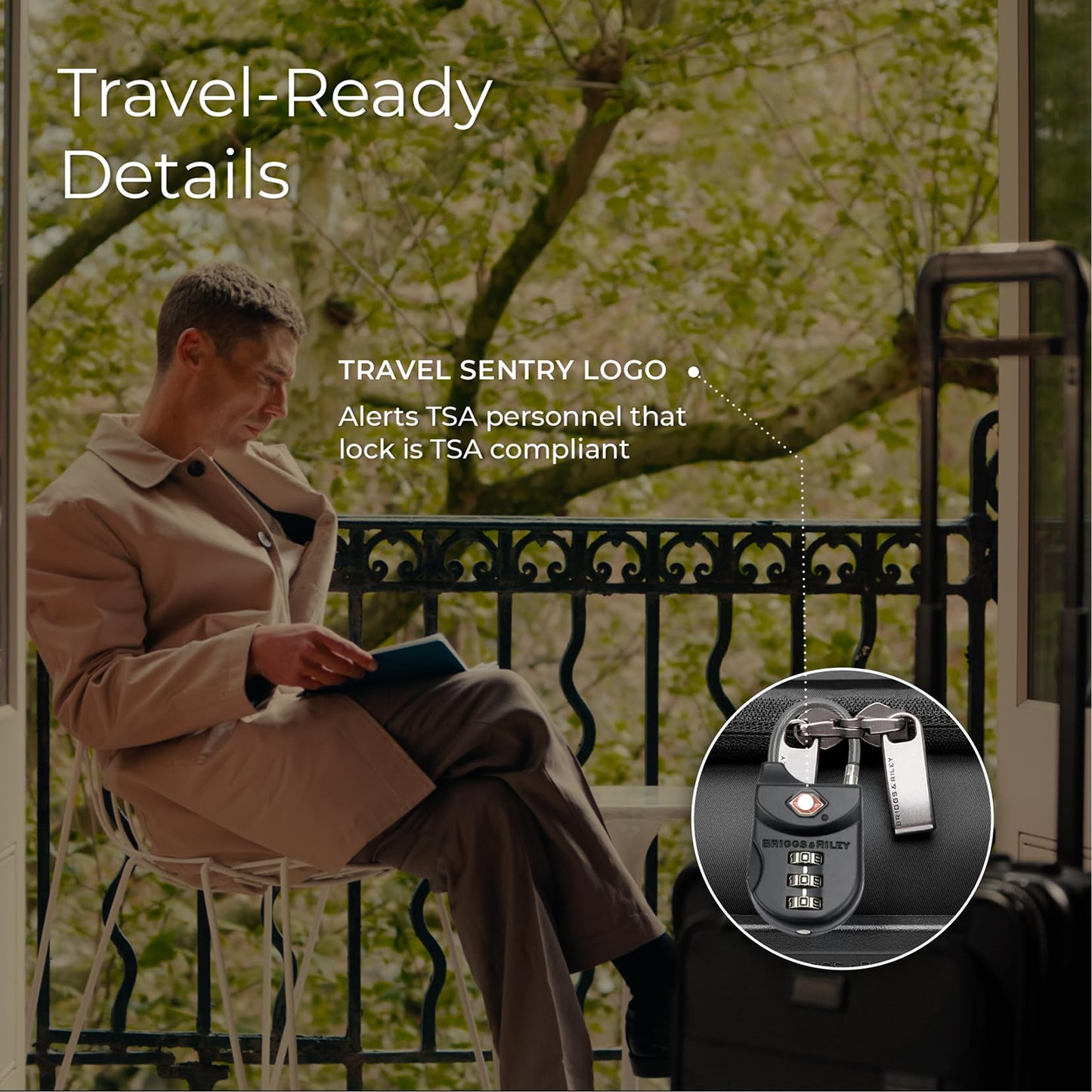 Briggs & Riley TSA Approved Cable Lock – 3-Digit Combination Travel Lock with Flexible Cable for Luggage, Suitcases & Zippered Bags