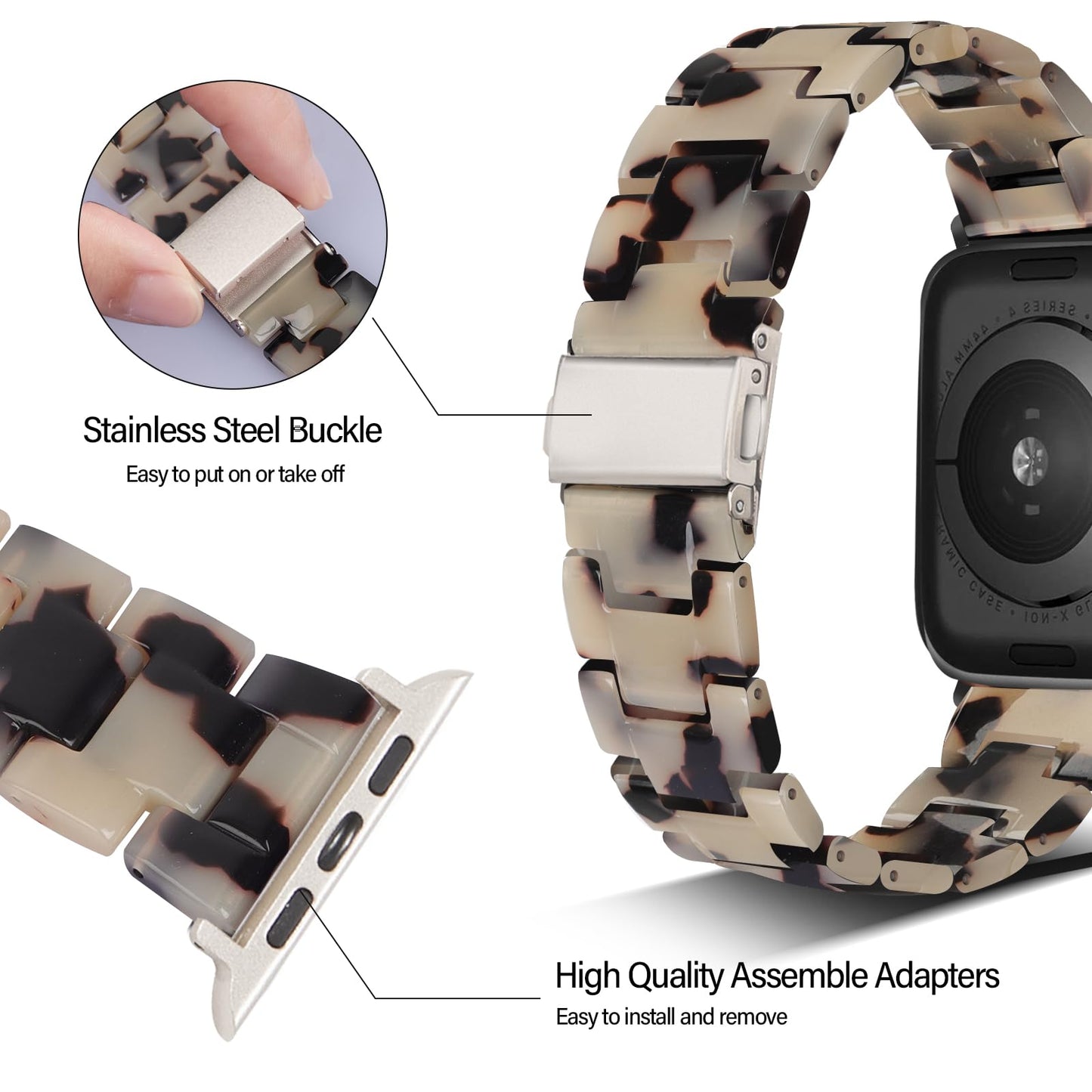 HOPO Compatible With Apple Watch Band Thin Lightweight Resin Strap Bracelet Wristband Replacement For iWatch Bands Series Ultra 11 10 9 8 7 6 5 4 3 2