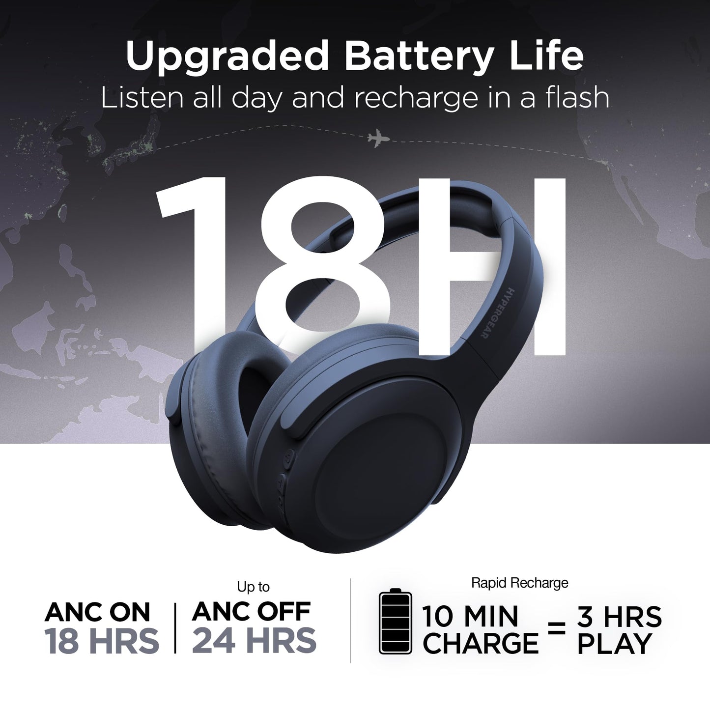 HyperGear Headphones Wireless - Blue Active Noise Cancelling Headphones Over Ear Bluetooth HD Audio Deep Bass Dual Noise Canceling Mics ANC Gym…