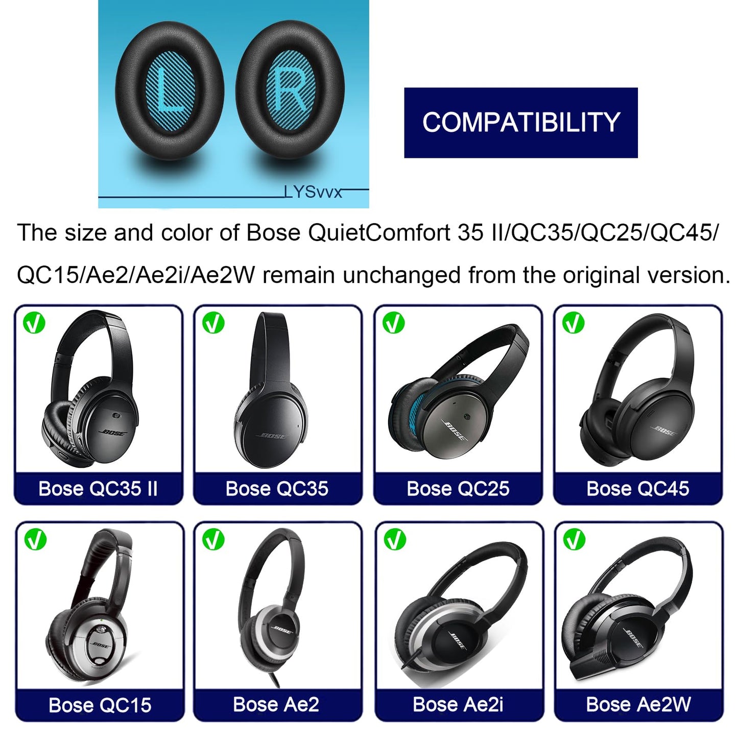 QC35 Ear Pads - Replacement Earpads for Bose QuietComfort 35 II and QC35 Headphones & More(Black)