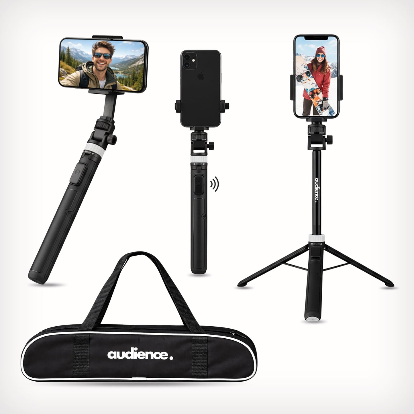 Audience Mobile Tripod and Selfie Stick with Bluetooth Remote for Mobile Content Creators