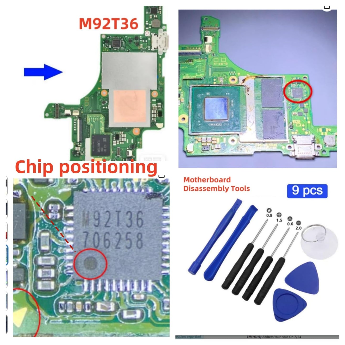 Hailue 2pcs M92T36 USB-C Charging Contro IC Chip, Suitable Nintendo for Switch Chip IC.Oled Lite Mod Motherboards Switch Chip IC.Game Console