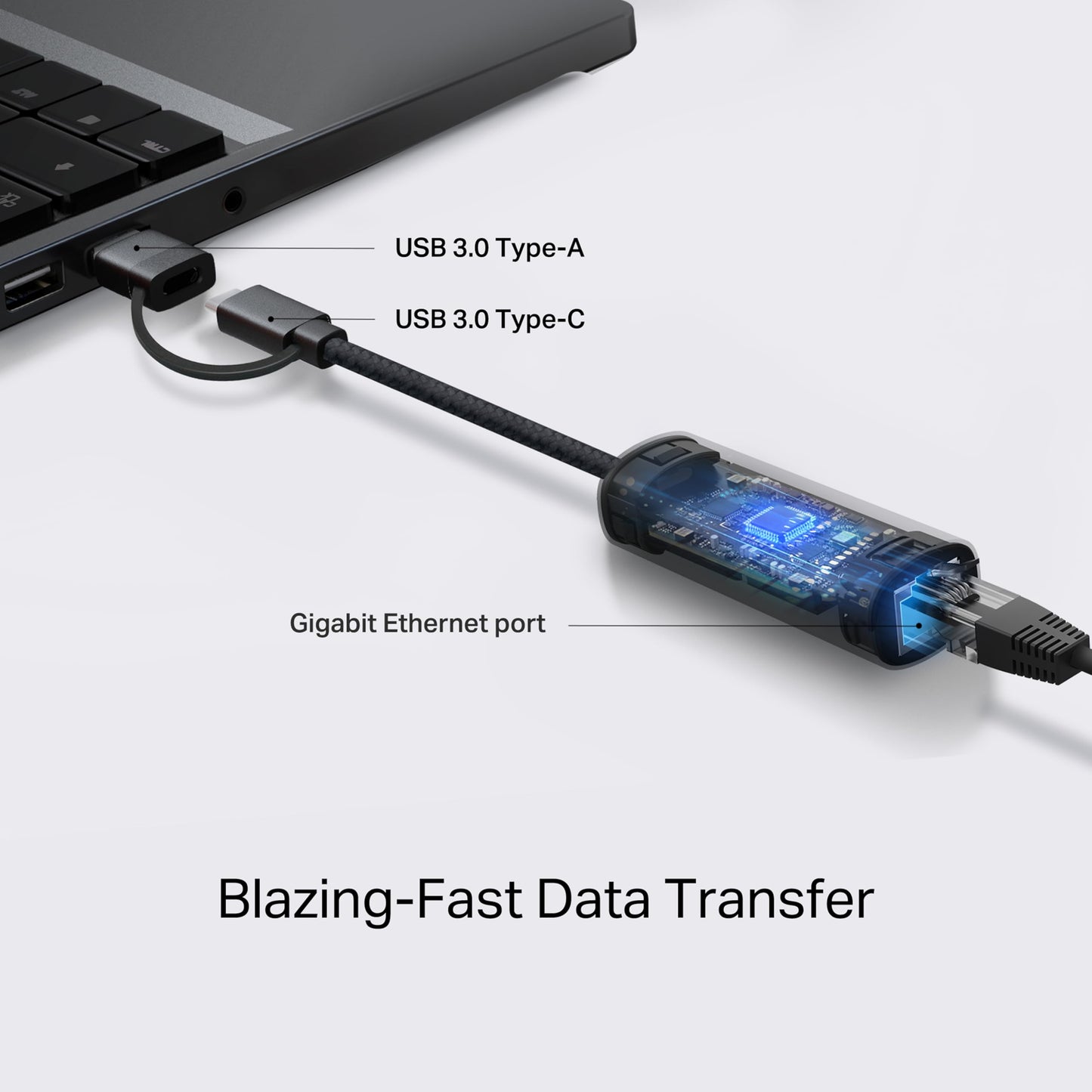 TP-Link 2-in-1 USB 3.0 & USB C to Ethernet Adapter, RJ45 Gigabit LAN, Plug & Play, Aluminum Case, Ethernet Adapter for Laptop, Thunderbolt 4/3