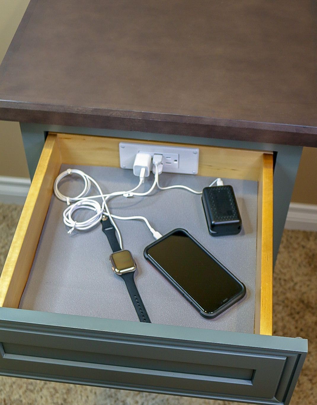 My Tidy Space Low Profile in Drawer Docking Station Outlet (2) USB-A (2) 15 Amp