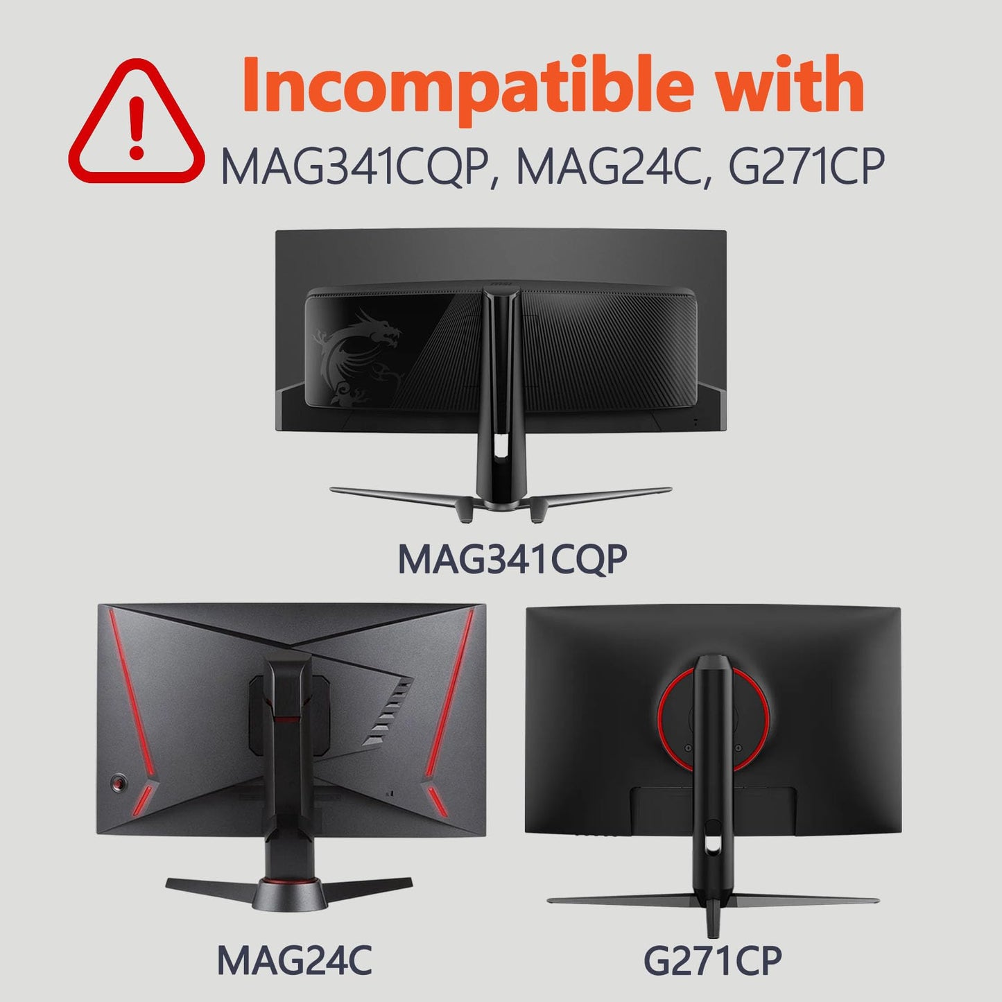 Tjfujie MAG341CQ VESA Mount Adapter Compatible with MSI Optix MAG341CQ, AG32C, AG32CQ, G24C, G27C, G27C2 Monitors.