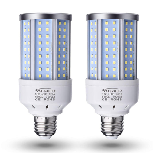 Auzer 30W (200W Equivalent), Daylight, E26 Standard Base, LED Corn Light Bulb | 2-Pack