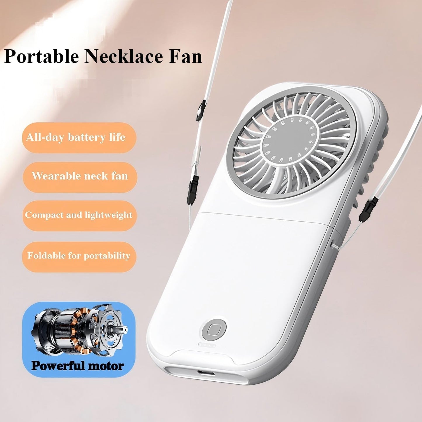 Allxin Foldable Neck Fan, High Speed Mini Handheld Fan with 9880RPM Turbo Motor, 4-Gear Portable Personal Cooling Fan for Travel Office Gym