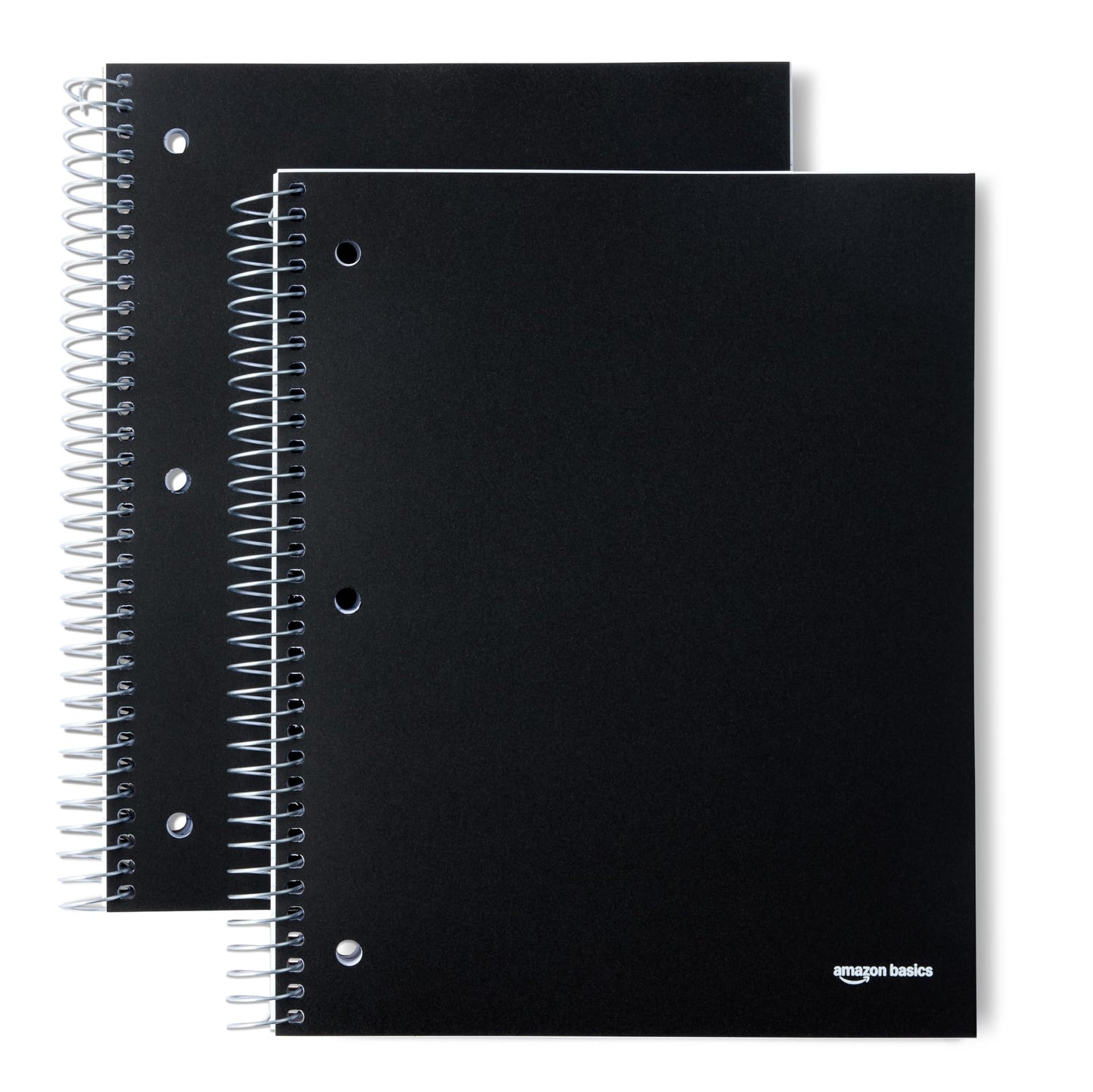 Amazon Basics Wide Ruled 3-Subject Spiral Notebook, 150 Sheets, 8.5 x 10.5 Inches, Black, 2-Pack