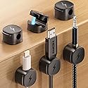 Magnetic Cable Organizer Clips, [1s Lock] 6-Pack Adjustable Cord Holders for Nightstand, Desk, Charging Cable, Tangle-Free Adhesive Wire Management