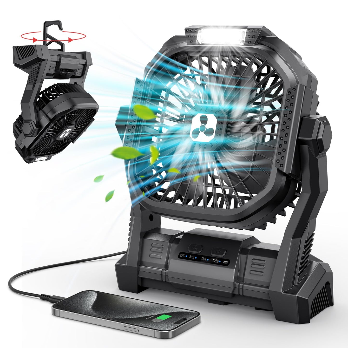 Portable Fan Rechargeable 20000mAh Cordless Battery Powered Camping Fan