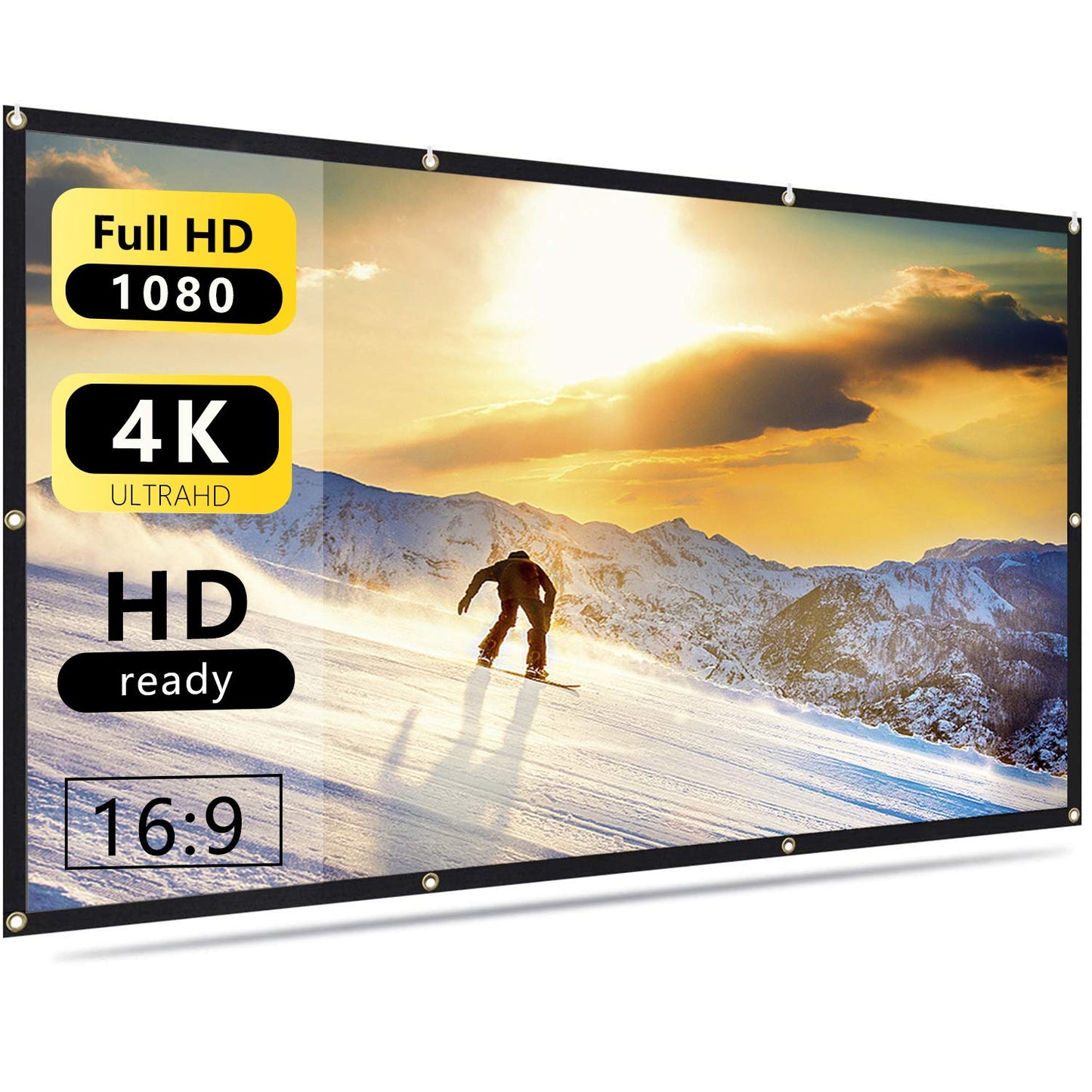 Jscreen 60 inch Projector Screen 16:9 HD Foldable Anti-Crease Portable Projection Movies Screen for Home Theater Outdoor Indoor Support Double Sided