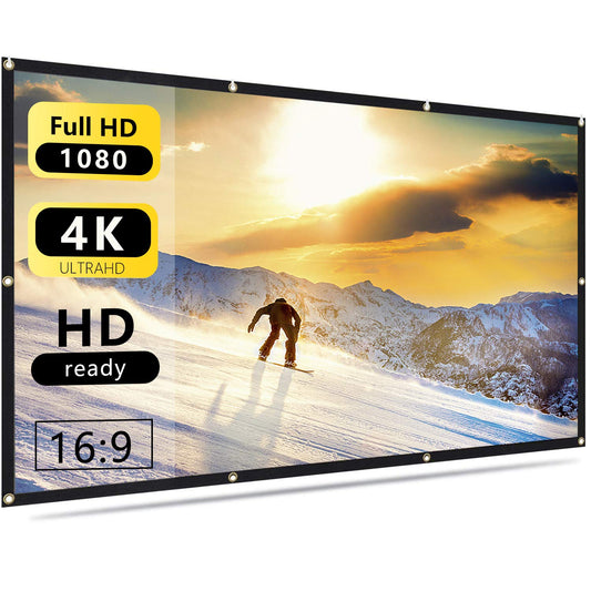 Jscreen 60 inch Projector Screen 16:9 HD Foldable Anti-Crease Portable Projection Movies Screen for Home Theater Outdoor Indoor Support Double Sided
