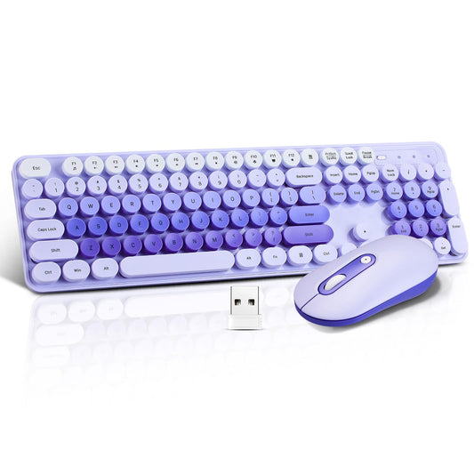 Wireless Keyboard and Mouse Combo, Full Size Compact Quiet Wireless Keyboard and Mouse Set 2.4G Ultra-Thin Sleek Design for Windows, Desktop, PC