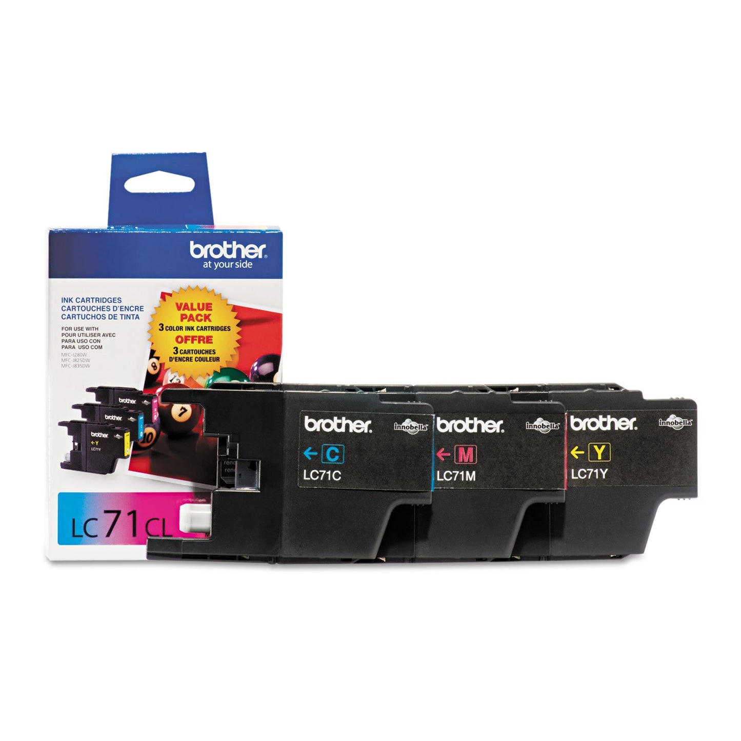 Brother LC713PKS Inkjet Cartridge (Cyan/Magenta/Yellow, 3-Pack) in Retail Packaging