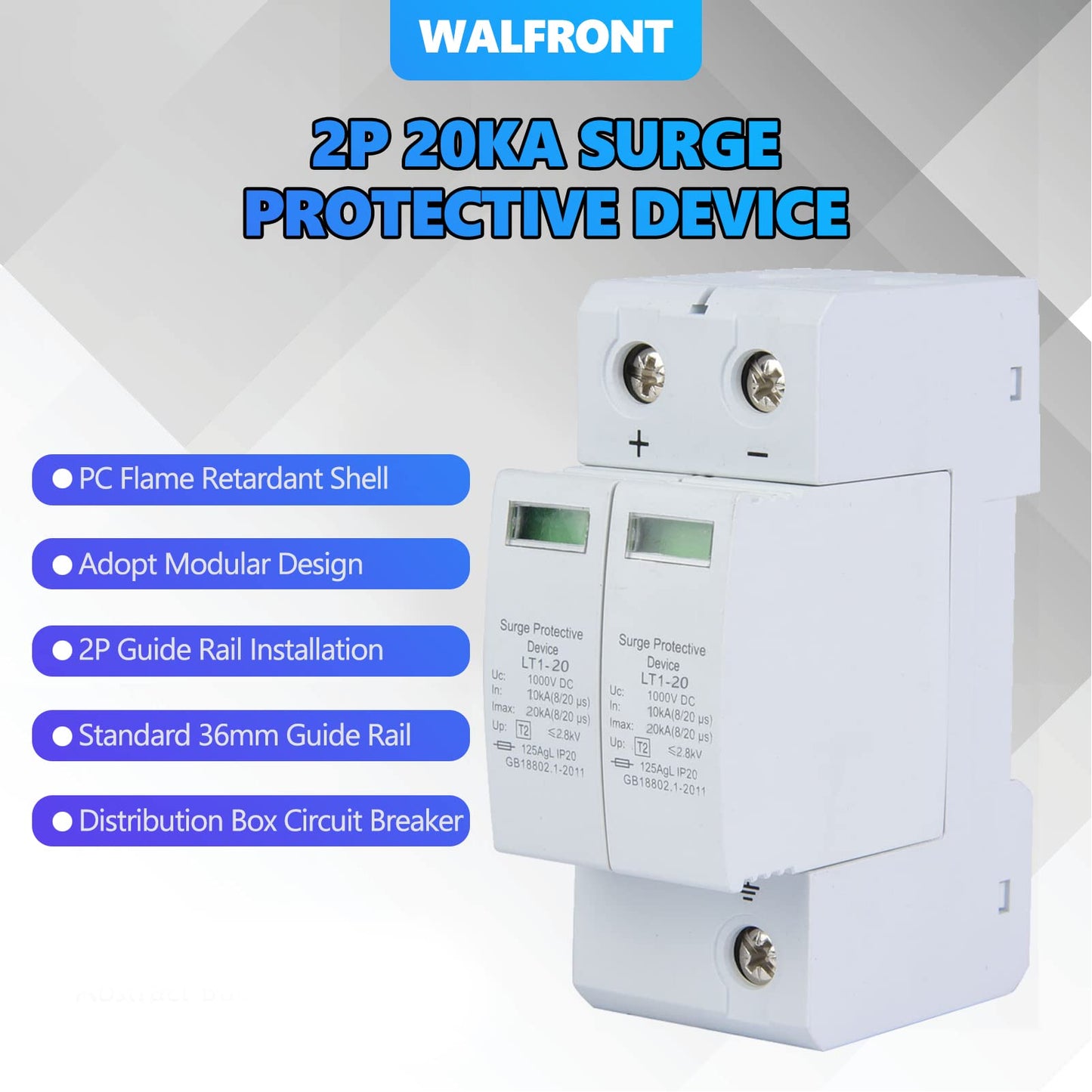 Voltage Arrester Device 2P Protective Device DC Photovoltaic Protector Low Voltage Arrester 3.0KV