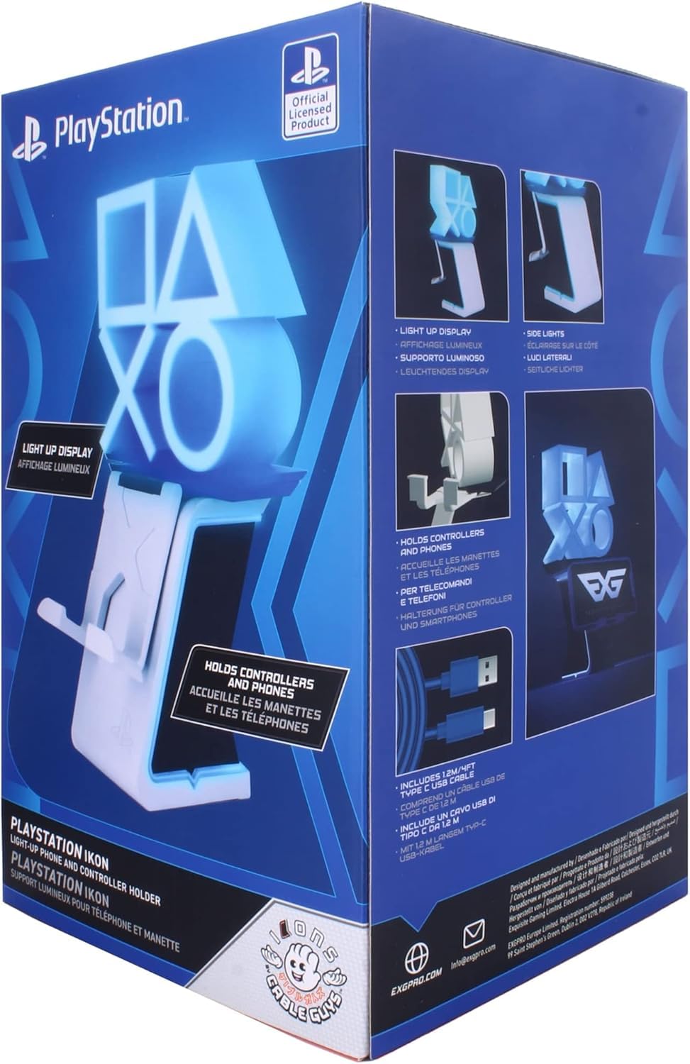 Exquisite Gaming Cable Guys PlayStation LED Ikon Light Up Controller Holder with 4 ft Charging Cable