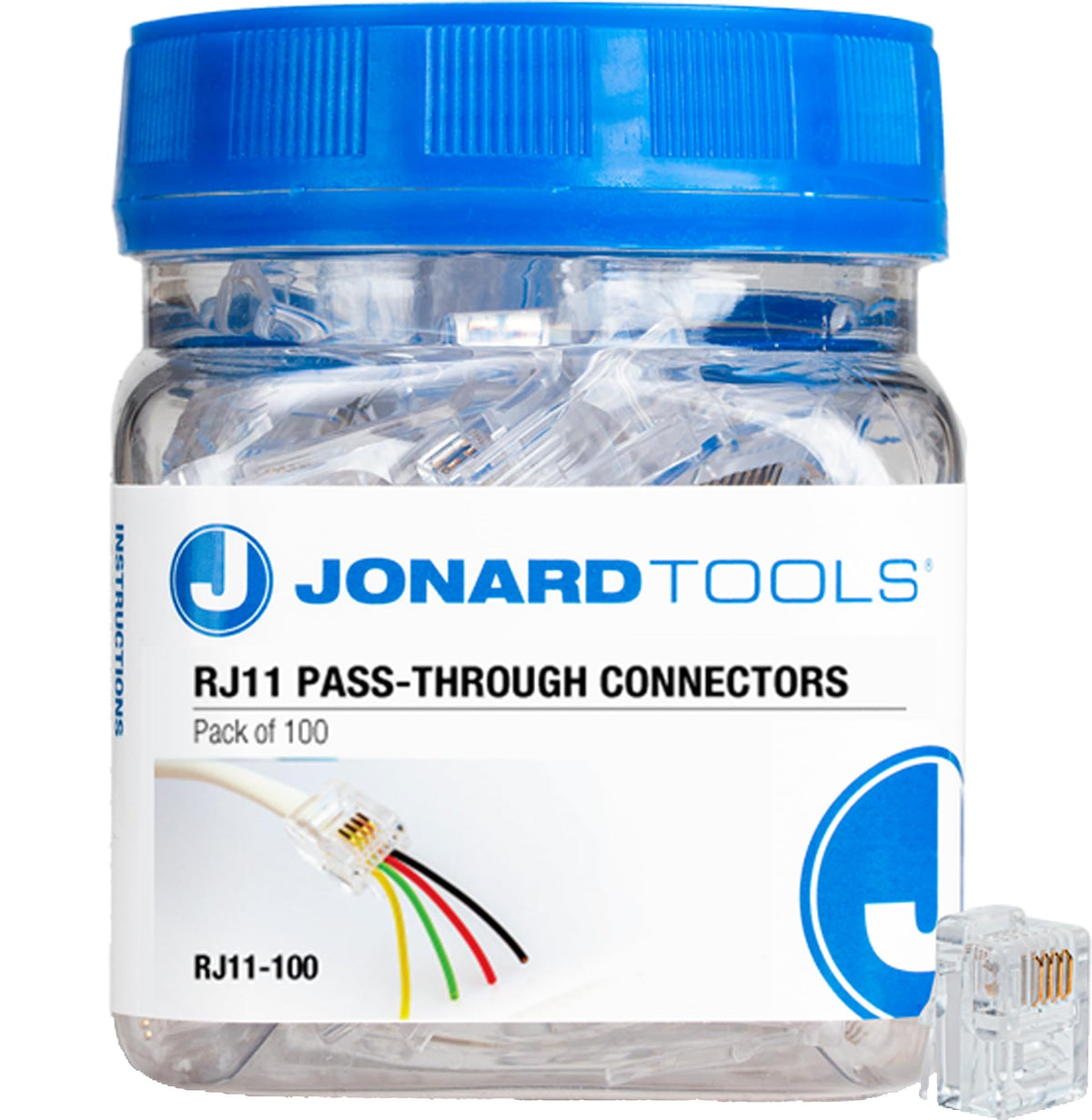 Jonard Tools RJ11-100 CAT3 RJ11 Pass-Through Connectors