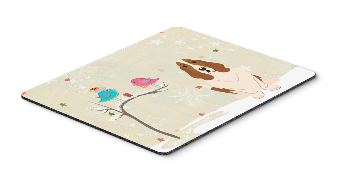 Caroline's Treasures BB2493MP Christmas Presents Between Friends Basset Hound Mouse Pad, Hot Pad or Trivet for Home Office Gaming Working Computers