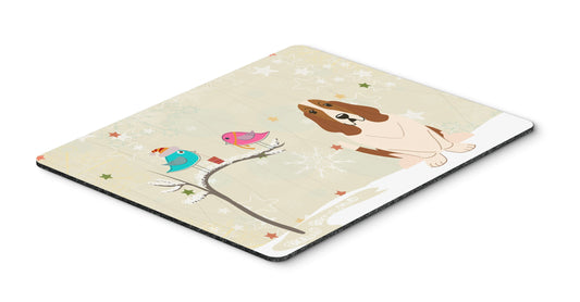 Caroline's Treasures BB2493MP Christmas Presents Between Friends Basset Hound Mouse Pad, Hot Pad or Trivet for Home Office Gaming Working Computers