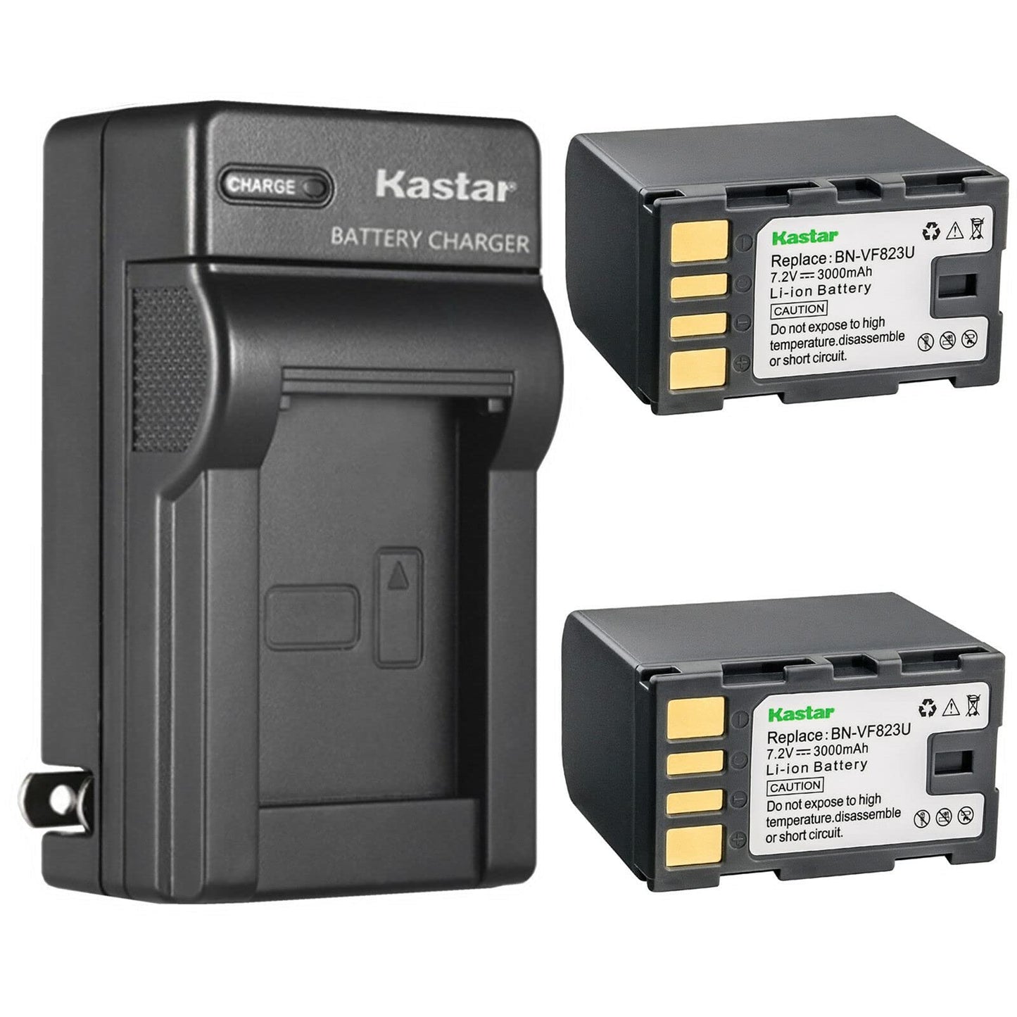 Kastar 2-Pack Battery and AC Wall Charger Replacement for JVC GZ-MG130EK GZ-MG130EX GZ-MG130U GZ-MG130US GZ-MG131 GZ-MG131EK GZ-MG131EX GZ-MG131US