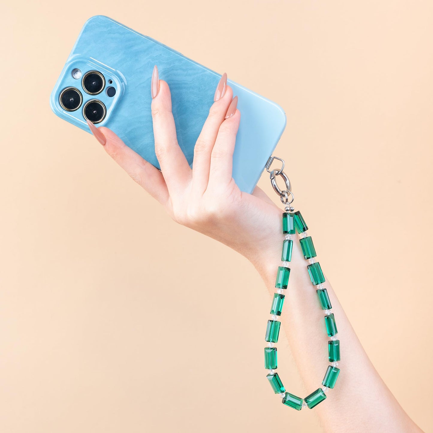 SENLLY Wristlet Phone Lanyard Charm, Selected K9 Crystal Wrist Strap, Use Stainless Steel Hardware, Jewel Gift for Women