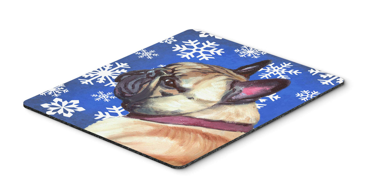 Caroline's Treasures LH9587MP "French Bulldog Frenchie Winter Snowflakes Holiday Mouse Pad, Hot Pad or Trivet" for Home Office Gaming Working