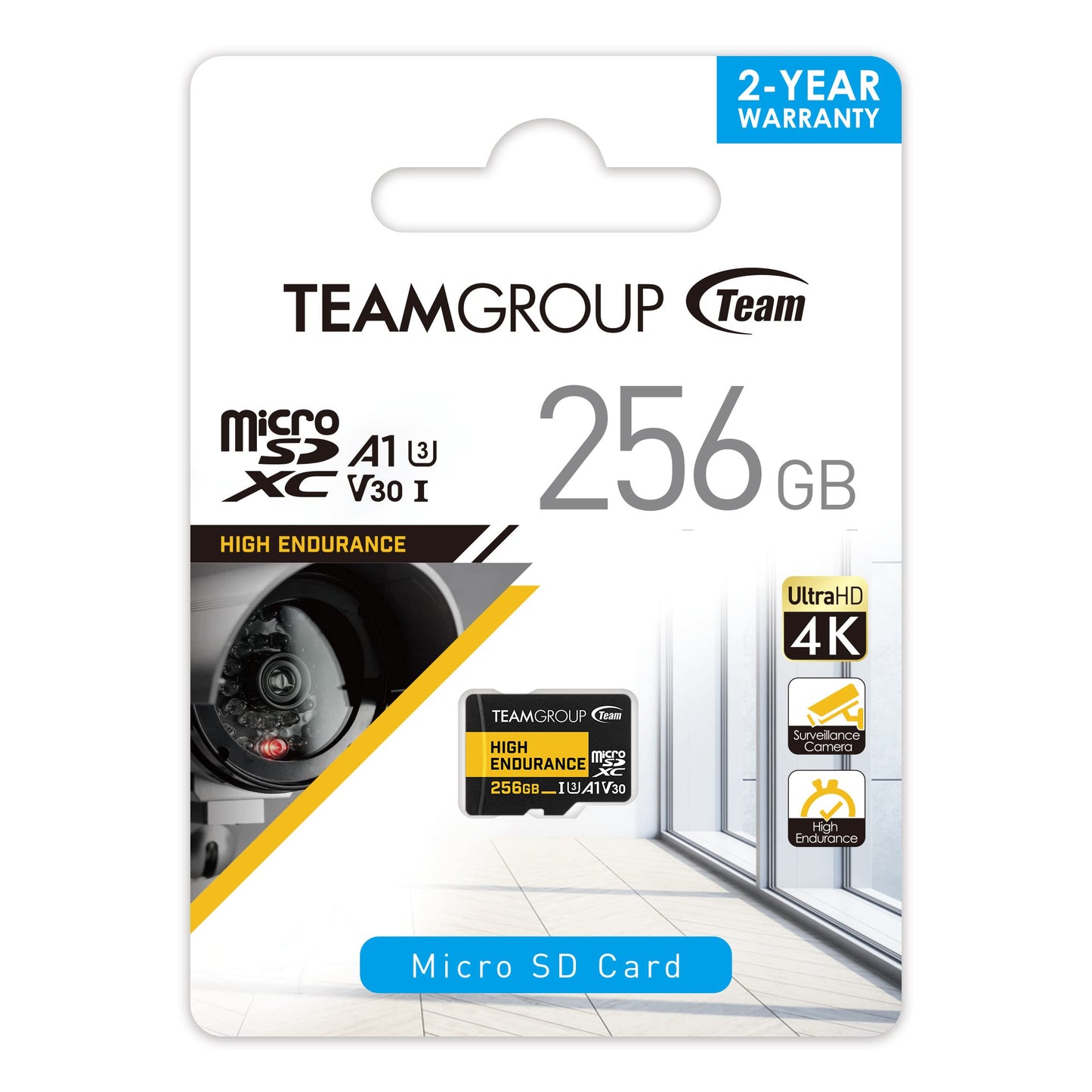 TEAMGROUP HIGH Endurance 256GB 3 Pack Micro SDXC UHS-I U3 V30 100MB/s Designed for Monitoring Stable Durable Long Lasting Flash Memory Card Security