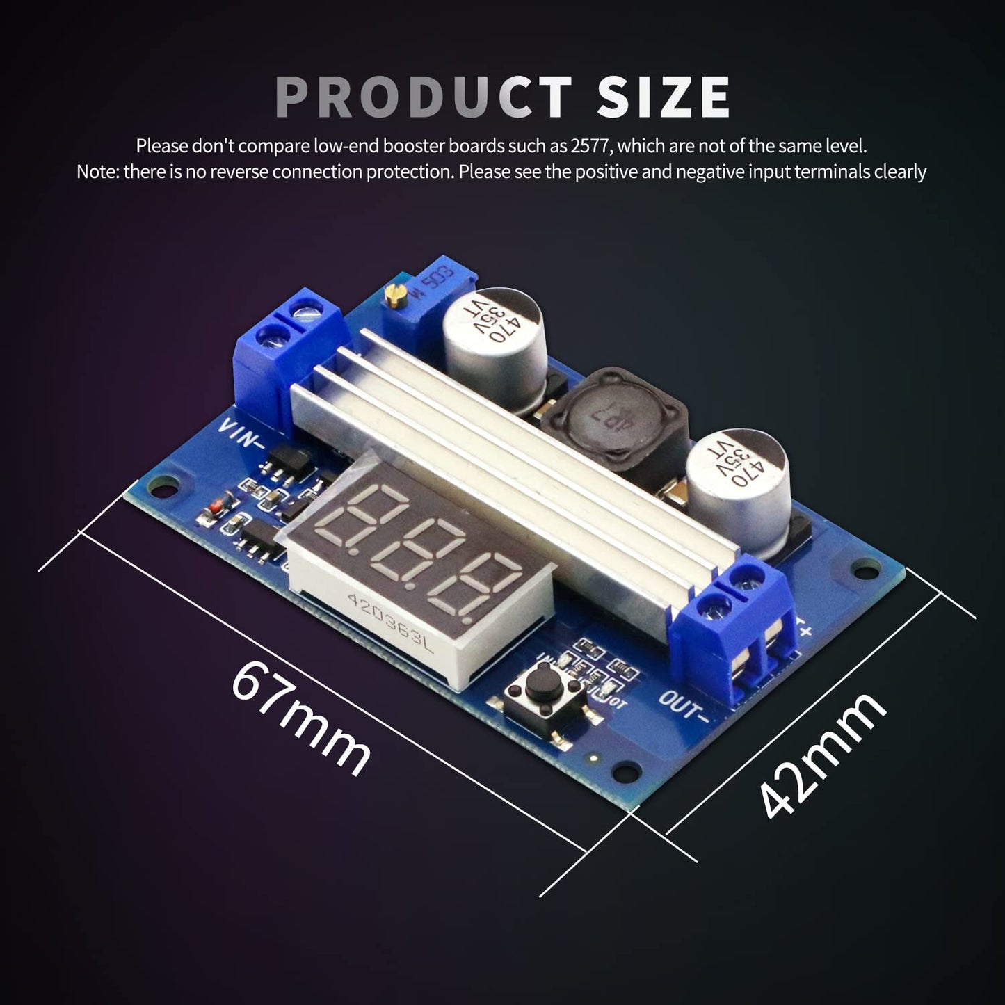 CenryKay DC-DC Adjustable Boost Power Module Board 100W High Power Output 3.5-35V Power Regulator Board with LED Digital Voltage Meter(2PCS)