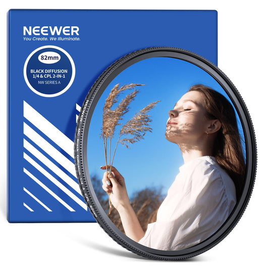 NEEWER 2 in 1 CPL + Black Diffusion 1/4 Filter, Circular Polarizing Glare Reduction Soft Dreamy Cinematic Camera Lens Effect Filter with Slim Aluminum