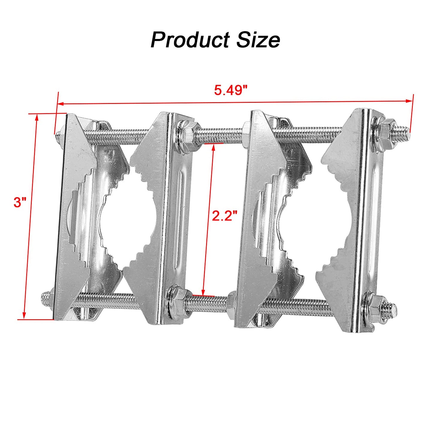 Wdwlbsm Double Antenna Mast Clamp V Jaw Block 5.5" Bolts & 3 Setup Options, Anti-Rust Heavy Duty Pole to Pole Mounting Kit Bracket Holder for Ham, CB