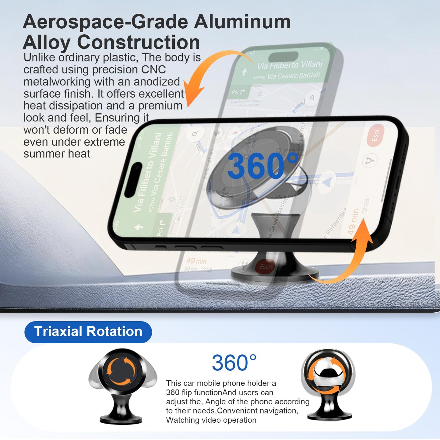 New True Path Magnetic Car Phone Holder?[Strong Magnet] Phone Magnet for Car? Accessory Holder [360°] Female-Male - Smartphone and Navigation -Metal