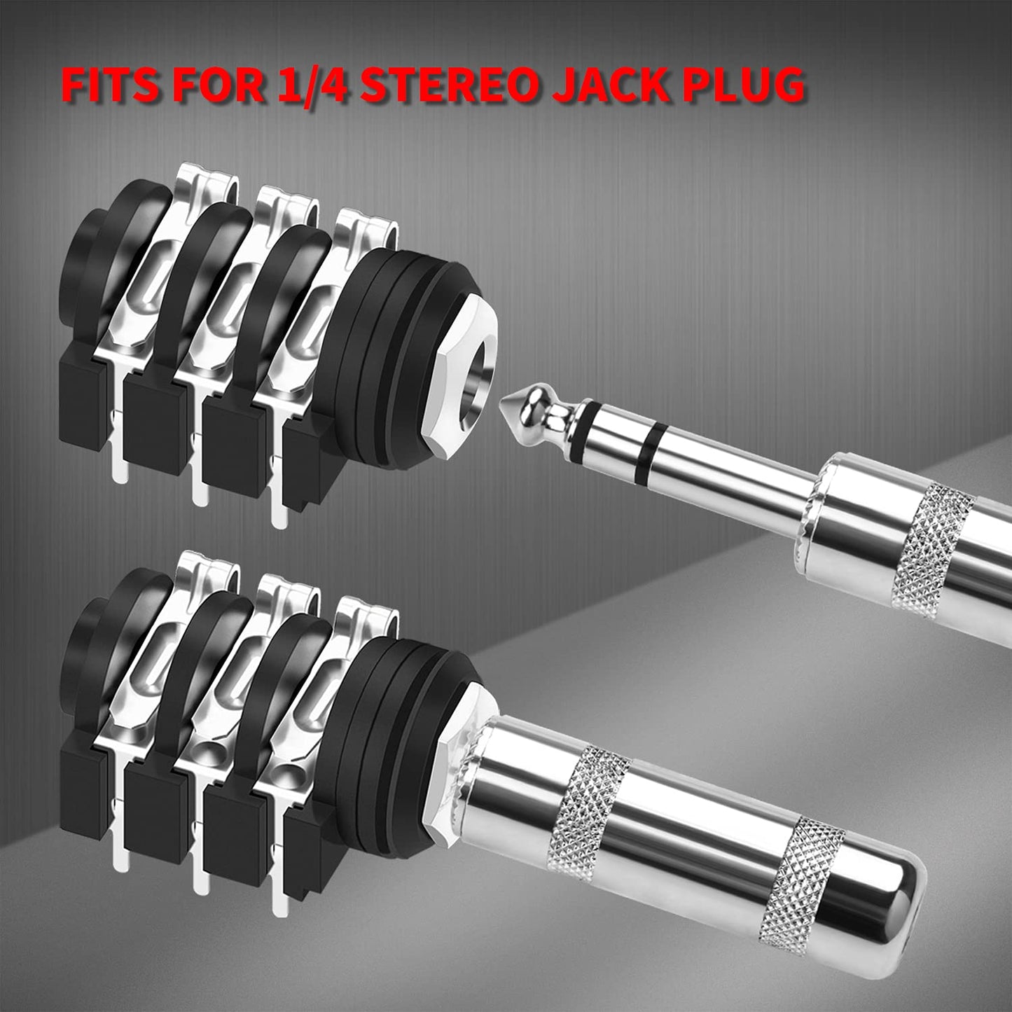 DAIERTEK 1/4 Jack Female 6.35mm Stereo 1/4 inch Guitar Pedal Input Jack Socket PCB Mount 6 Pin Input Output -18pcs