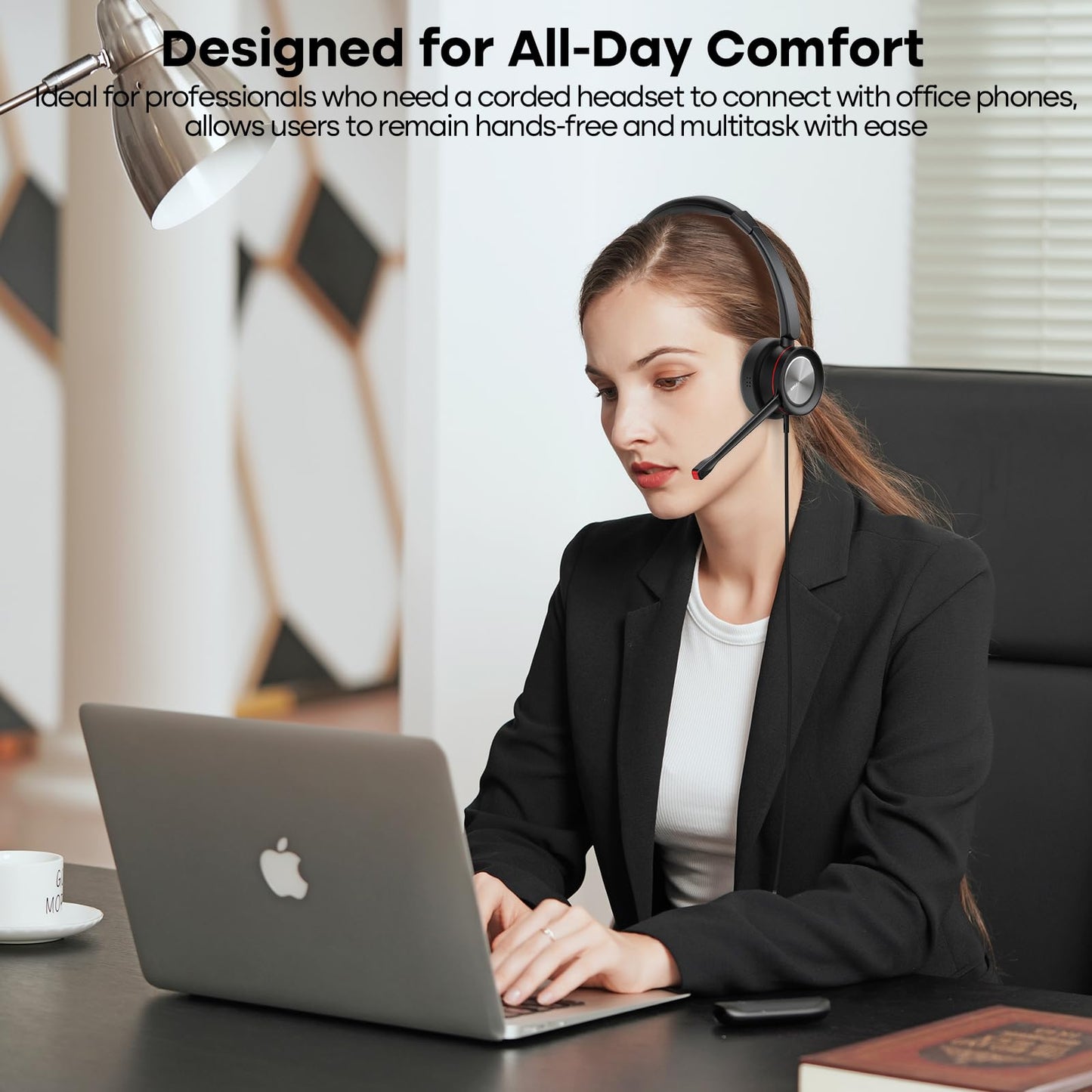 MKJ Telephone Headset with Microphone Noise Canceling, Dual Ear Call Center Headphone Compatible with Cisco Phone 7821 7841 7941G 7942G 7945G 7960G